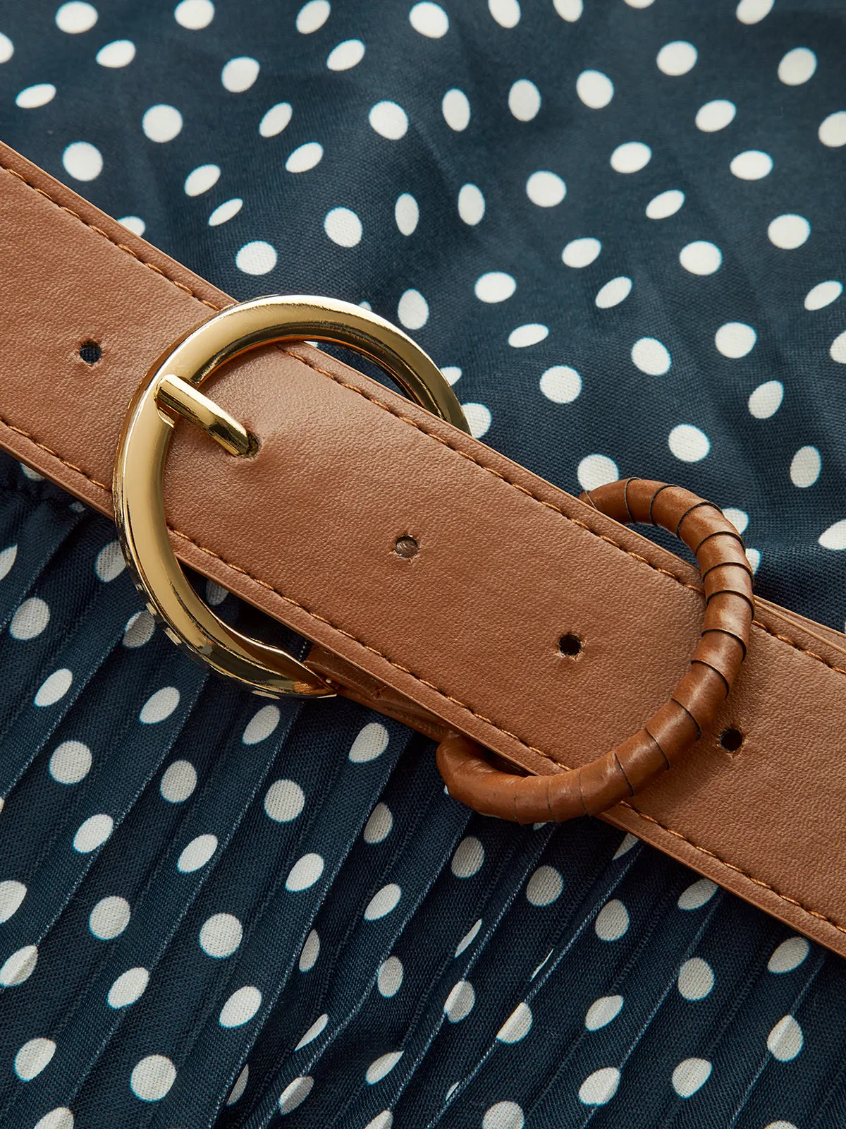 Polka Dot Halter Neck Belted Midi Dress sold by COMMENSE product image thumbnail 2