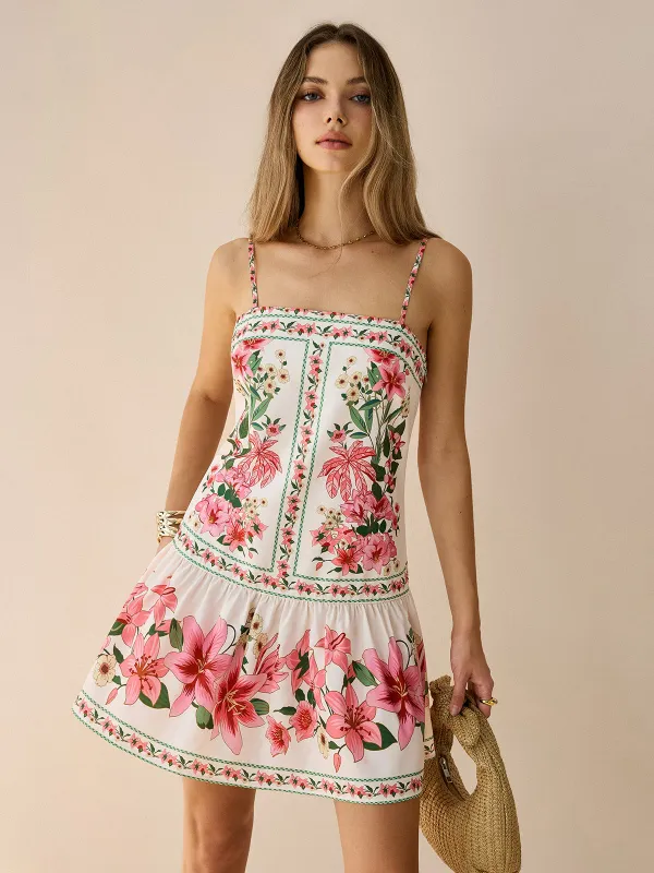 Floral Print Spaghetti Strap Mini Dress sold by COMMENSE