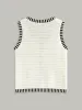 Button Striped Trim Knit Vest sold by COMMENSE