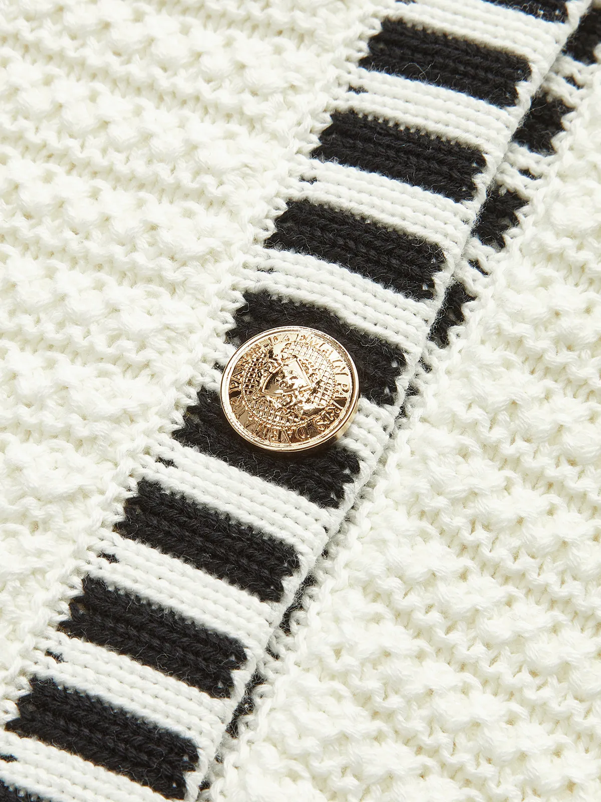 Button Striped Trim Knit Vest sold by COMMENSE product image thumbnail 2