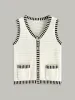 Button Striped Trim Knit Vest sold by COMMENSE