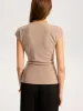 Metal Detail Cap Sleeve Knit Top sold by COMMENSE