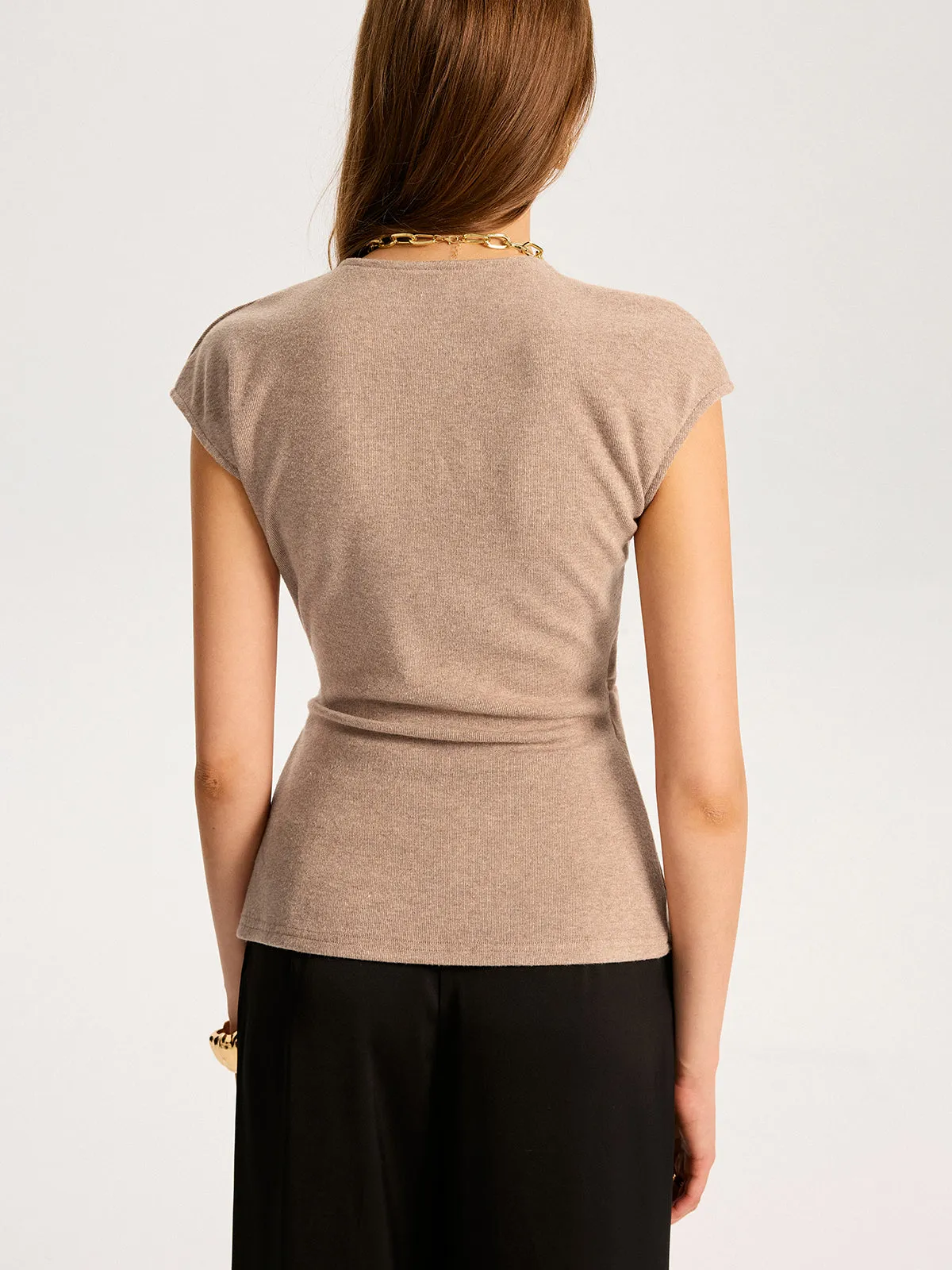 Metal Detail Cap Sleeve Knit Top sold by COMMENSE product image thumbnail 5