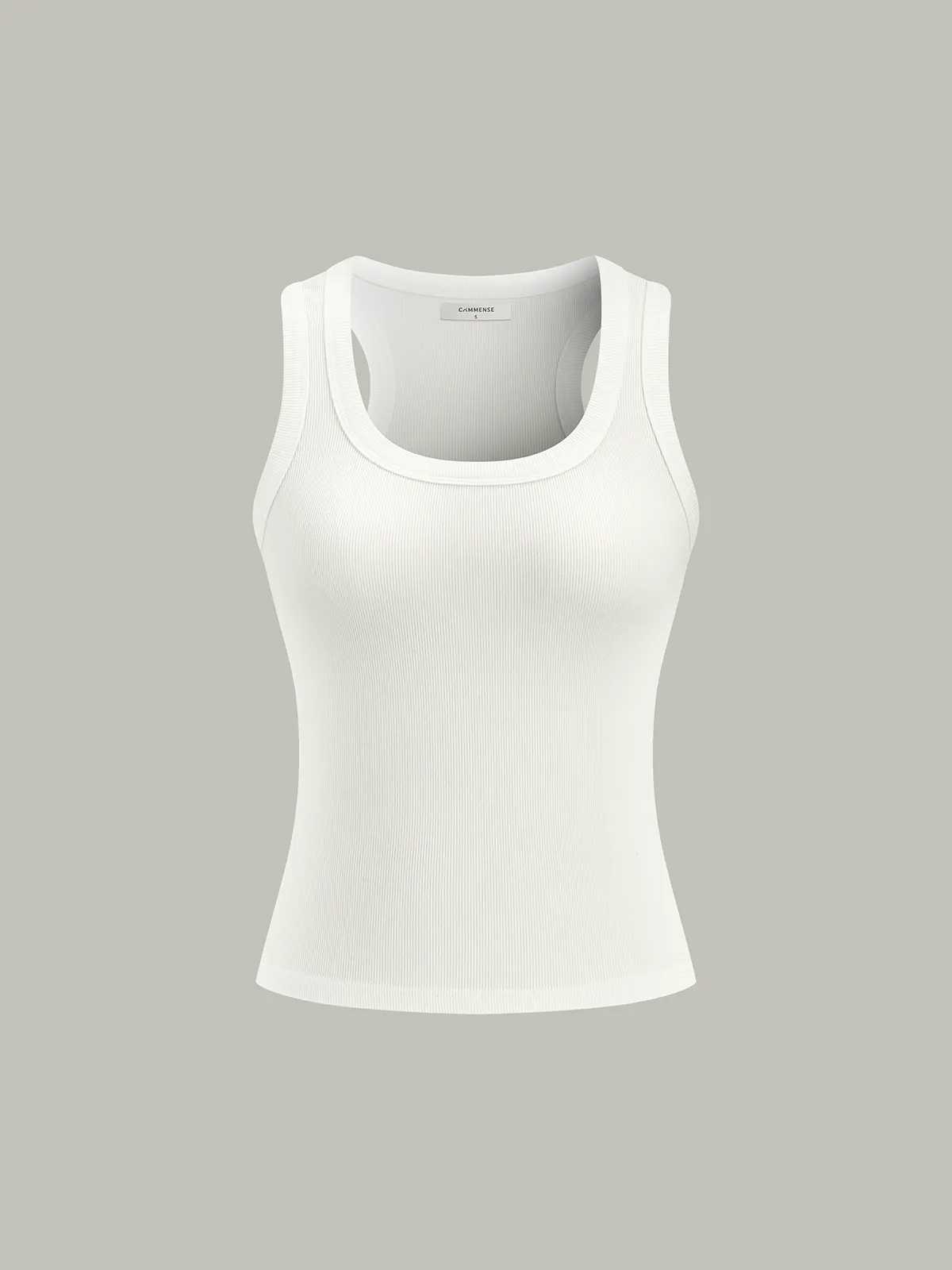 Ribbed Knit Crew Neck Tank Top sold by COMMENSE product image thumbnail 2