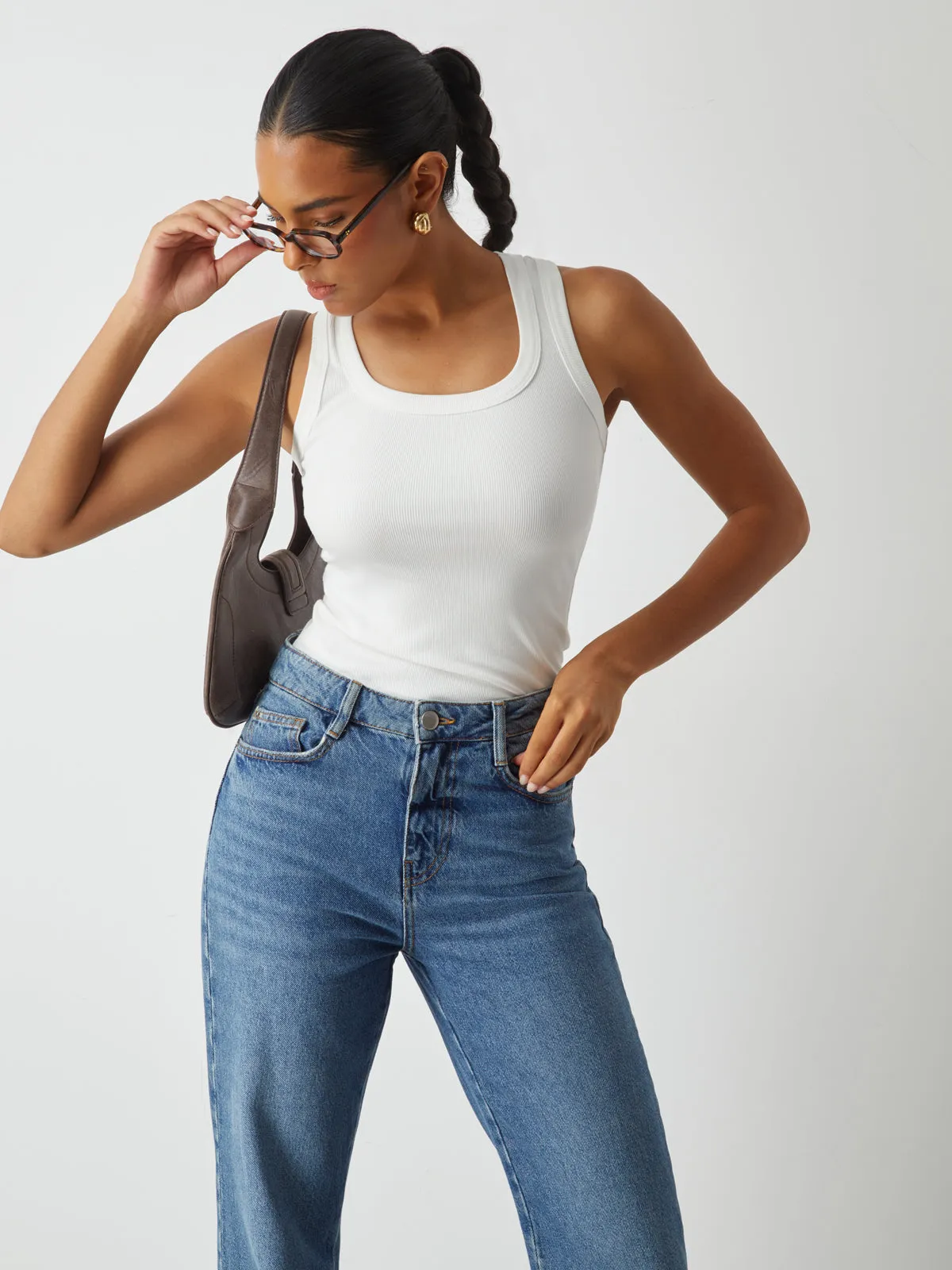 Ribbed Knit Crew Neck Tank Top sold by COMMENSE product image thumbnail 3