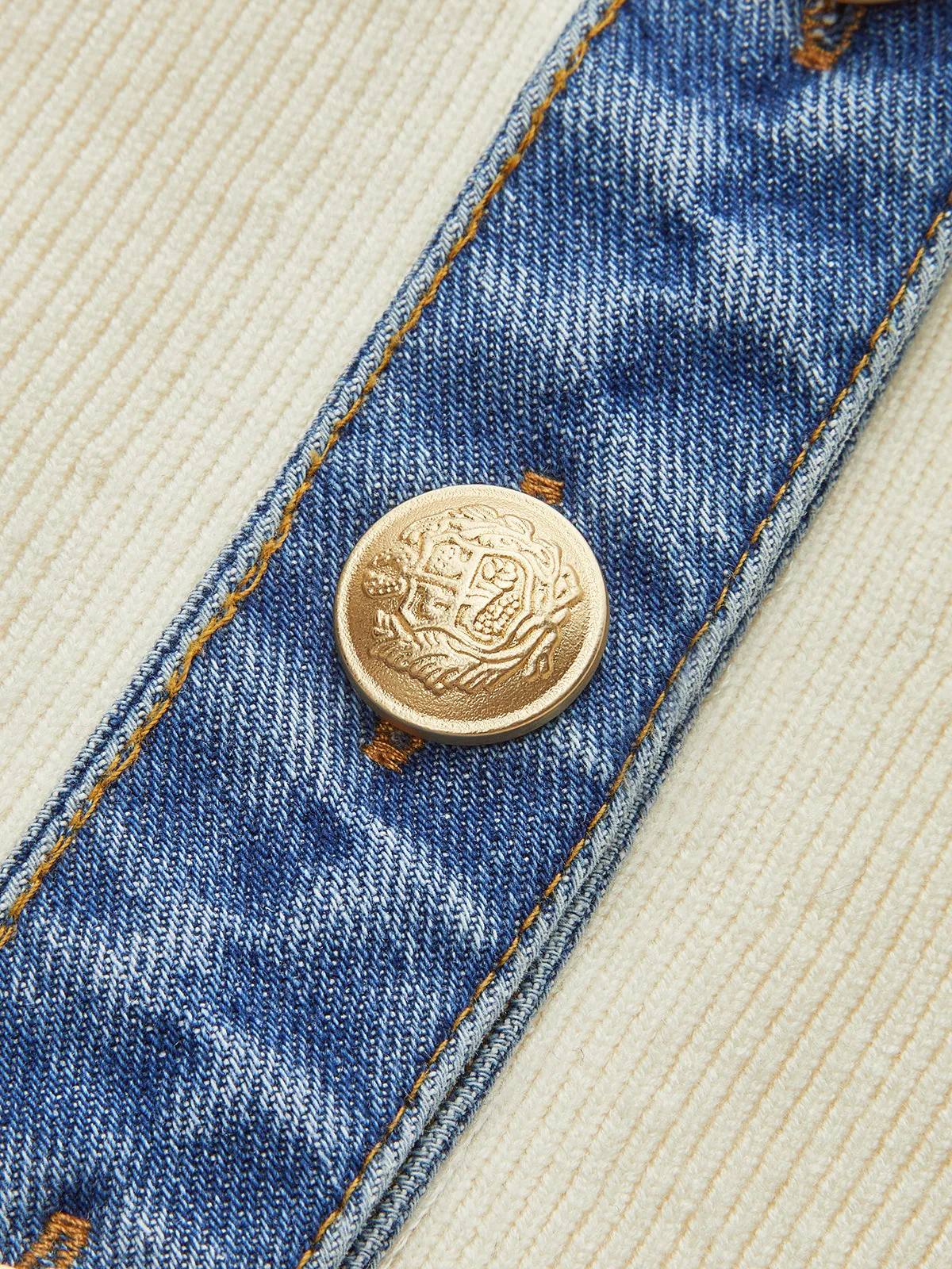 Denim Trim Metal Button Knit Vest sold by COMMENSE product image thumbnail 4