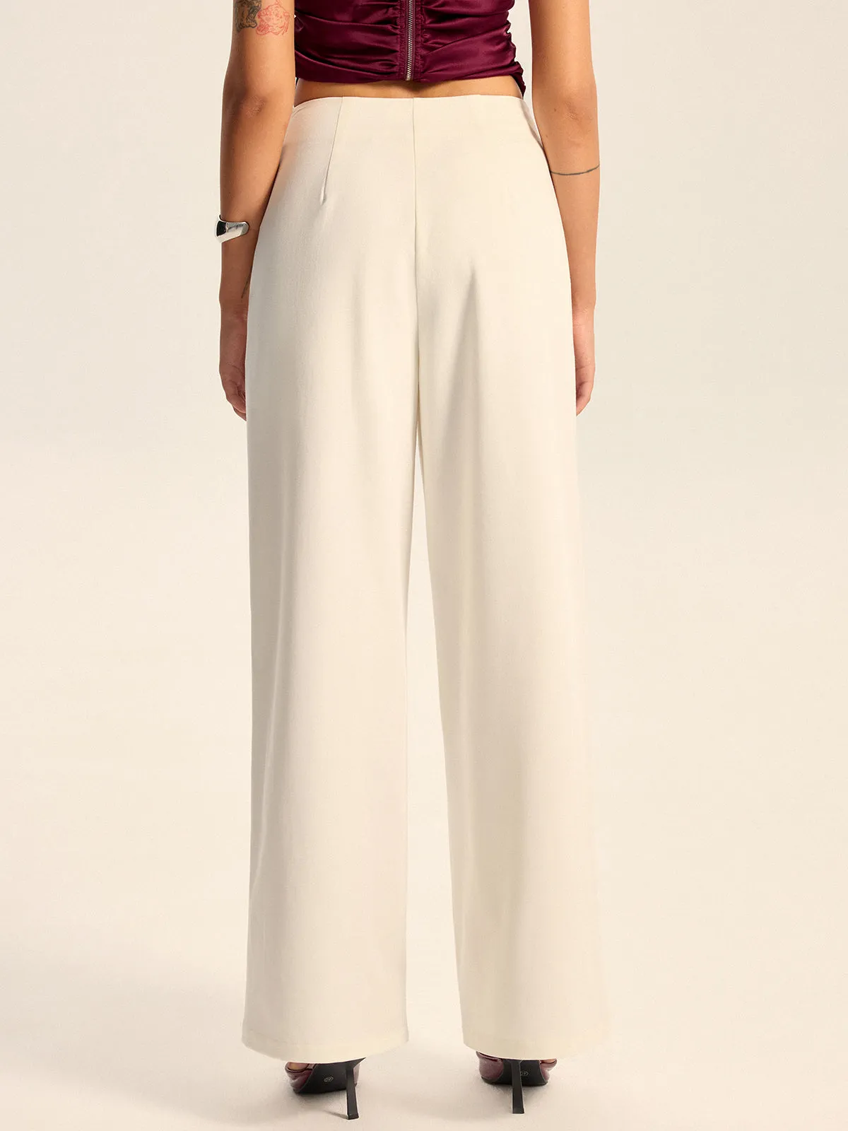 Mid-Waisted Wide-Leg Pants sold by COMMENSE product image thumbnail 5