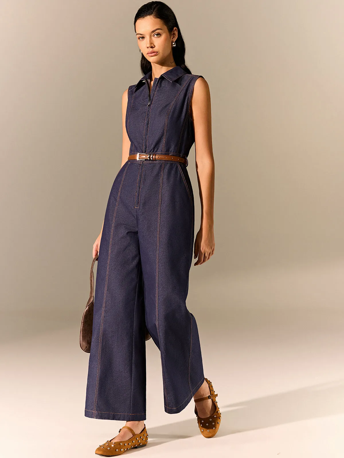 Denim Zipper Jumpsuit sold by COMMENSE product image thumbnail 2