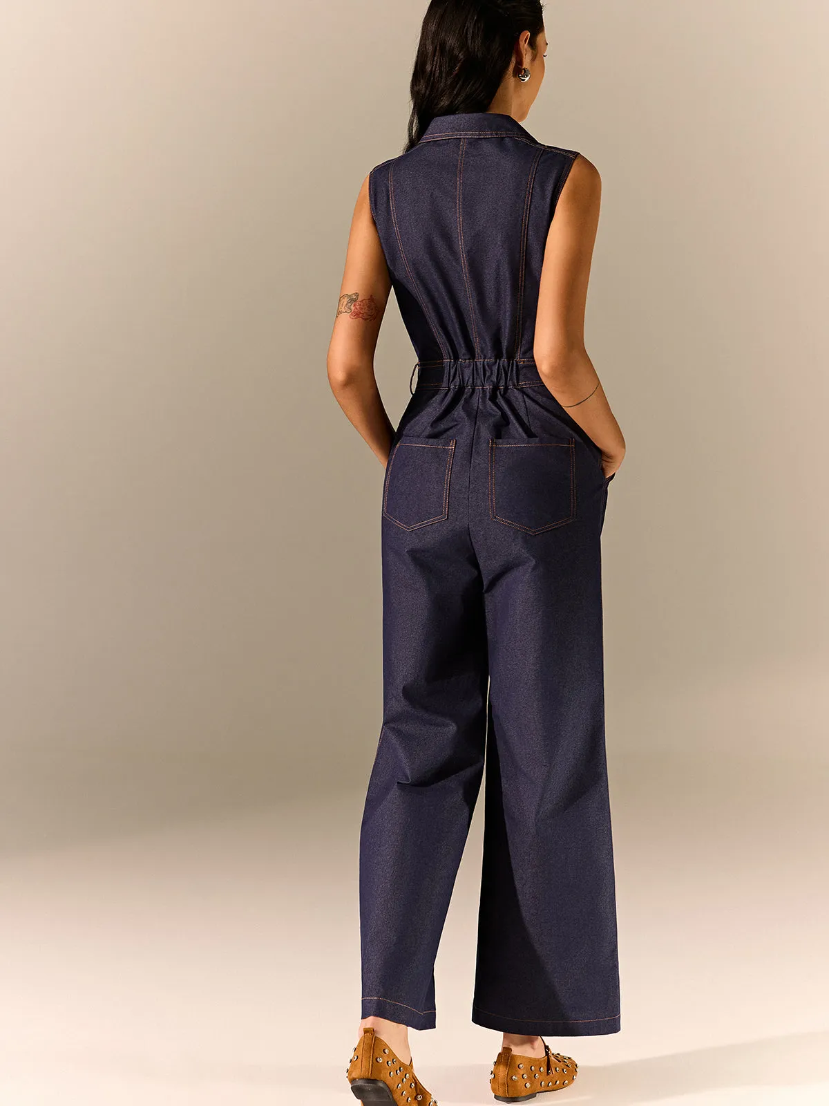 Denim Zipper Jumpsuit sold by COMMENSE product image thumbnail 3