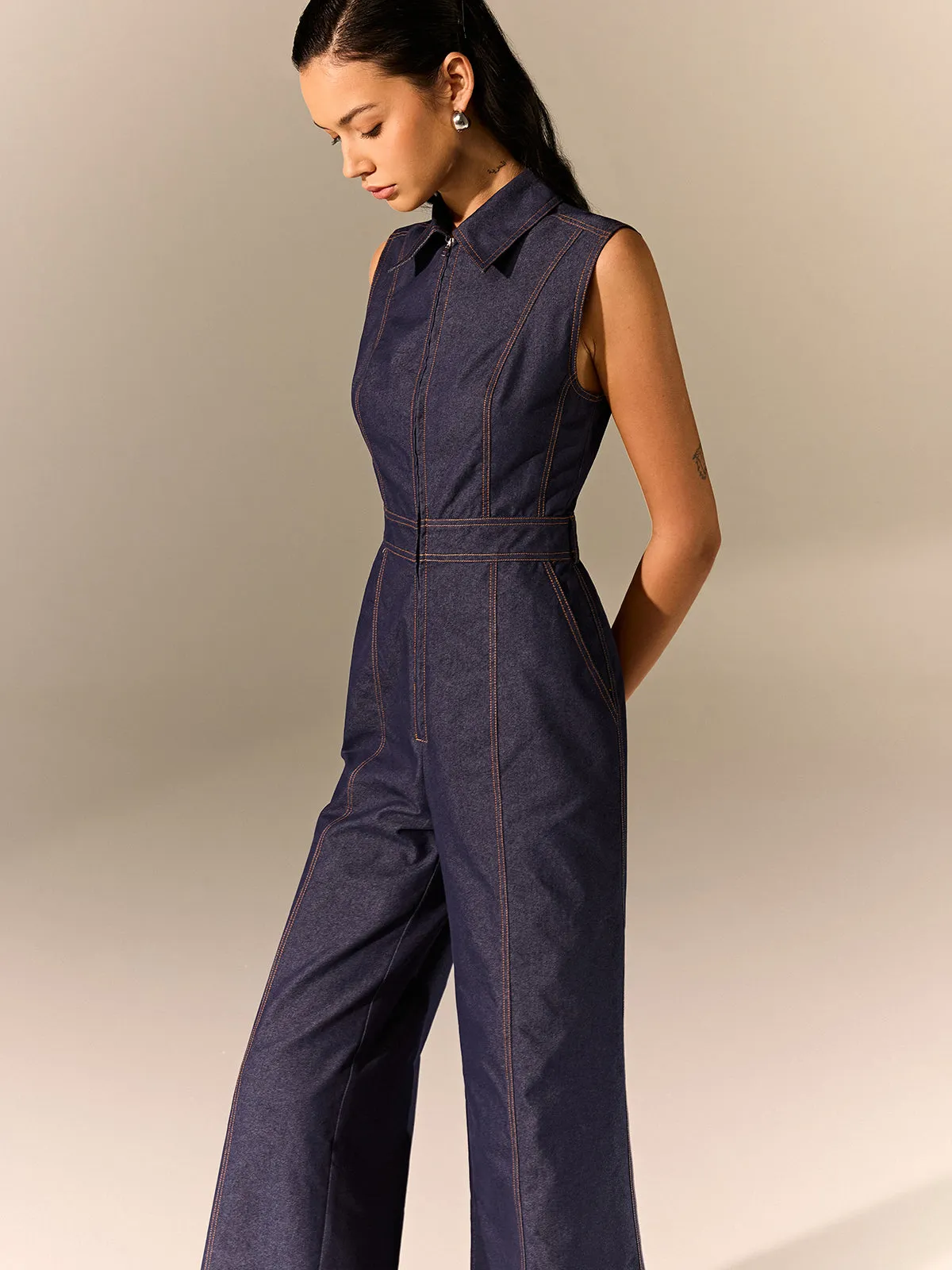 Denim Zipper Jumpsuit sold by COMMENSE product image thumbnail 5