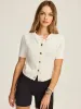 Textured Knit Short-Sleeve Cardigan sold by COMMENSE