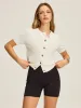 Textured Knit Short-Sleeve Cardigan sold by COMMENSE