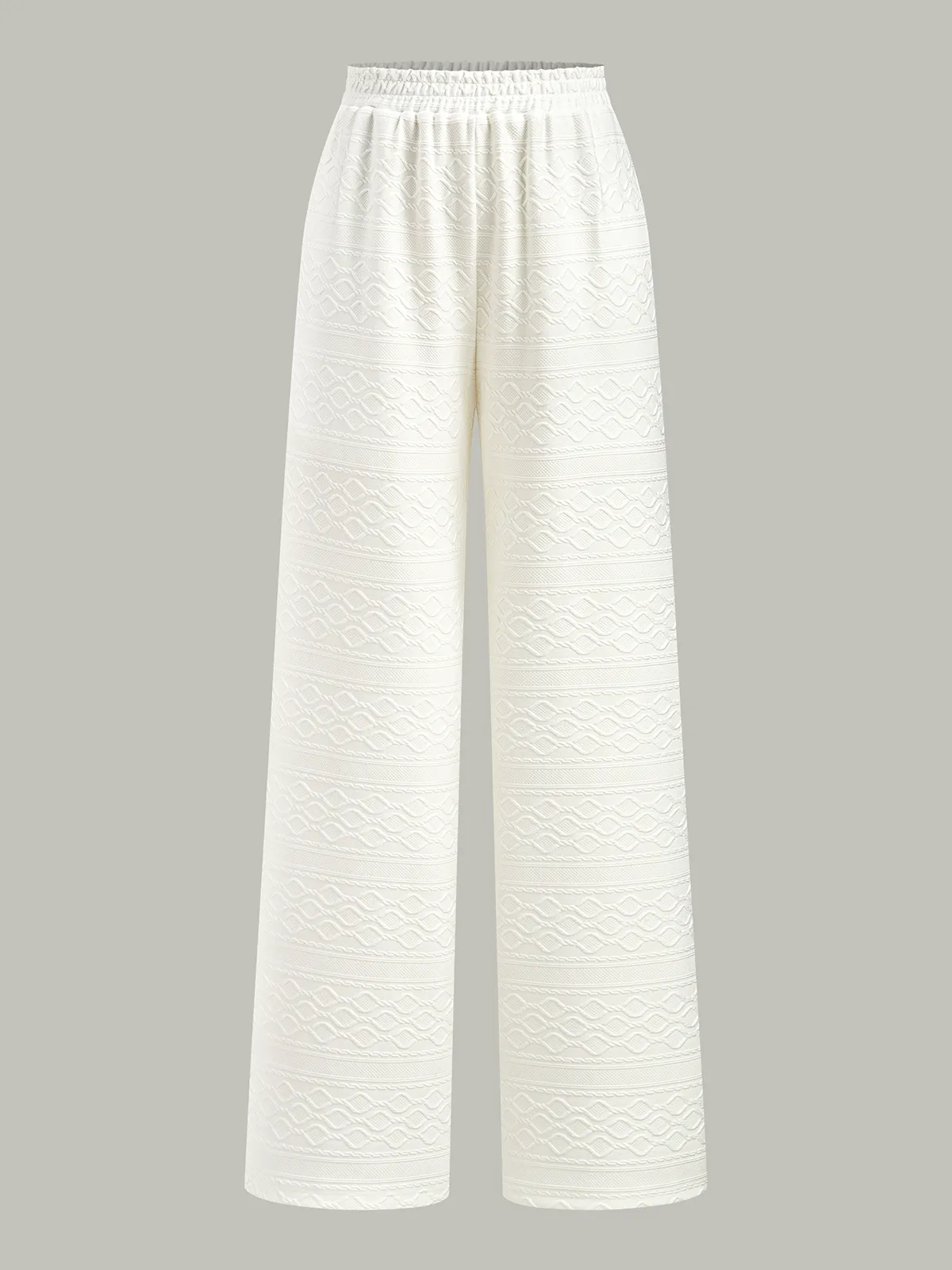 Textured Wide-Leg Pants with Elastic Waist sold by COMMENSE