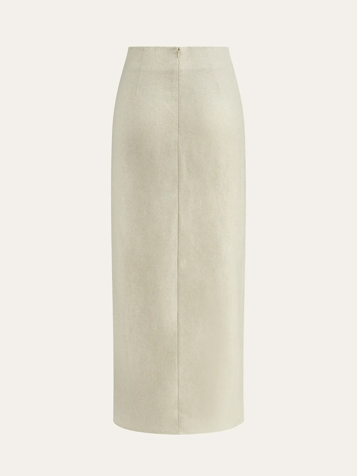 Linen Blend Wrap Midi Skirt with Wooden Buckle sold by COMMENSE product image thumbnail 3