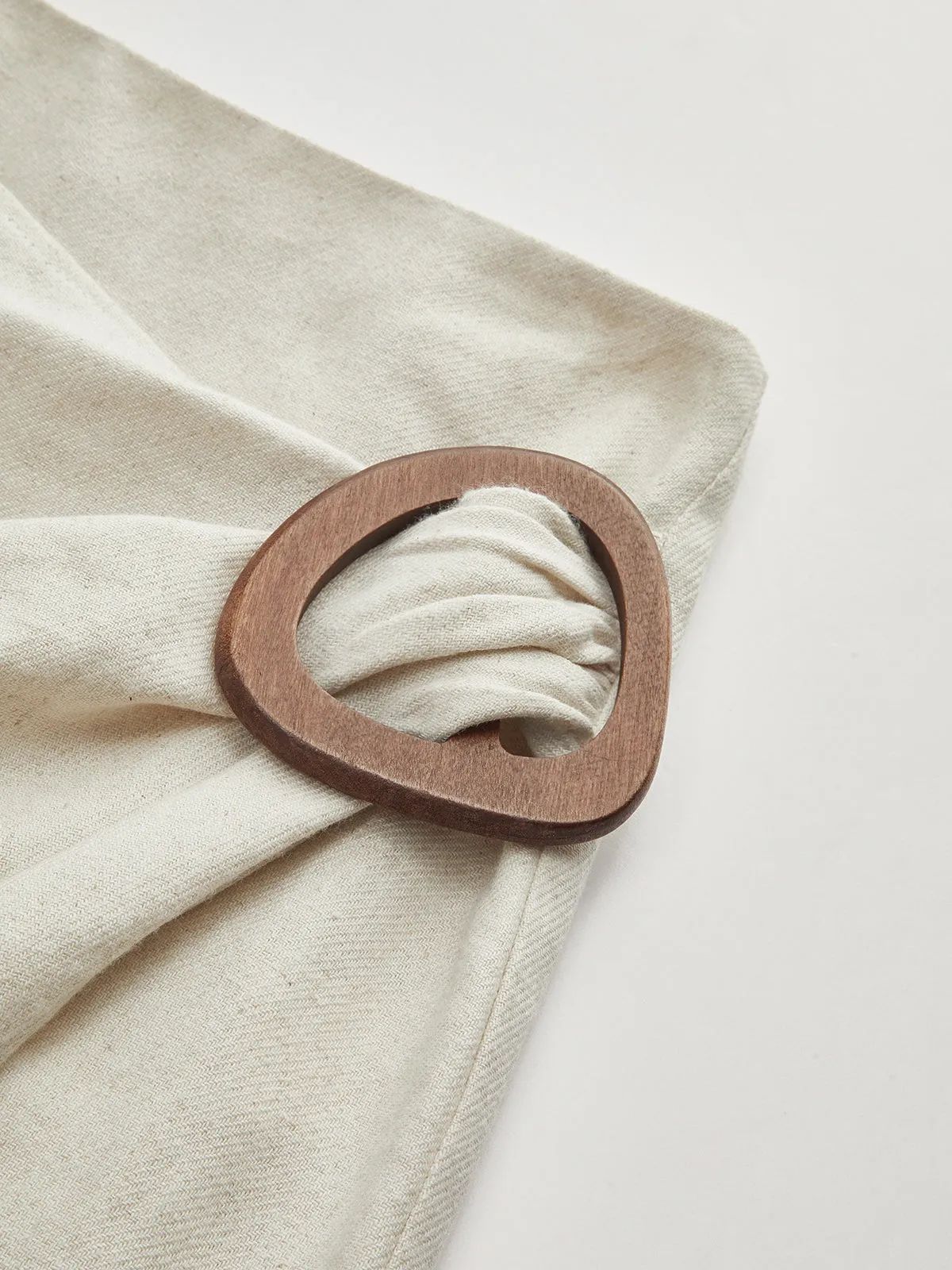 Linen Blend Wrap Midi Skirt with Wooden Buckle sold by COMMENSE product image thumbnail 2