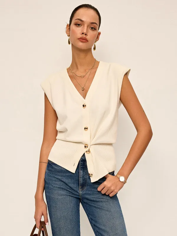 Asymmetric Two-Way Wear Knit Vest sold by COMMENSE