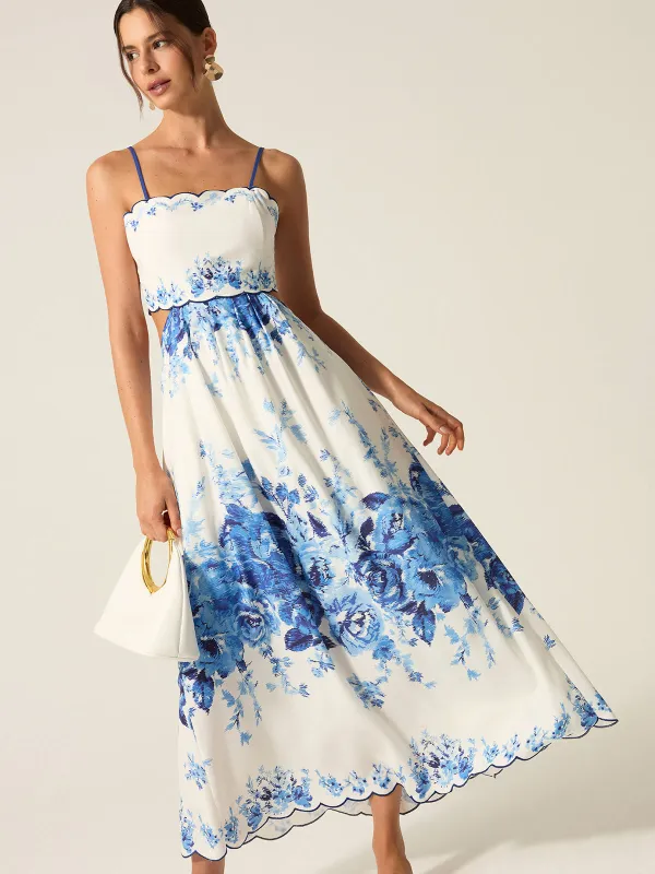 Pocketed Floral Print Cut-Out Maxi Dress sold by COMMENSE