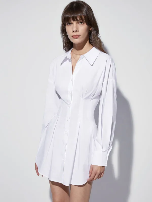 Waist Trimming Shirt Dress sold by COMMENSE