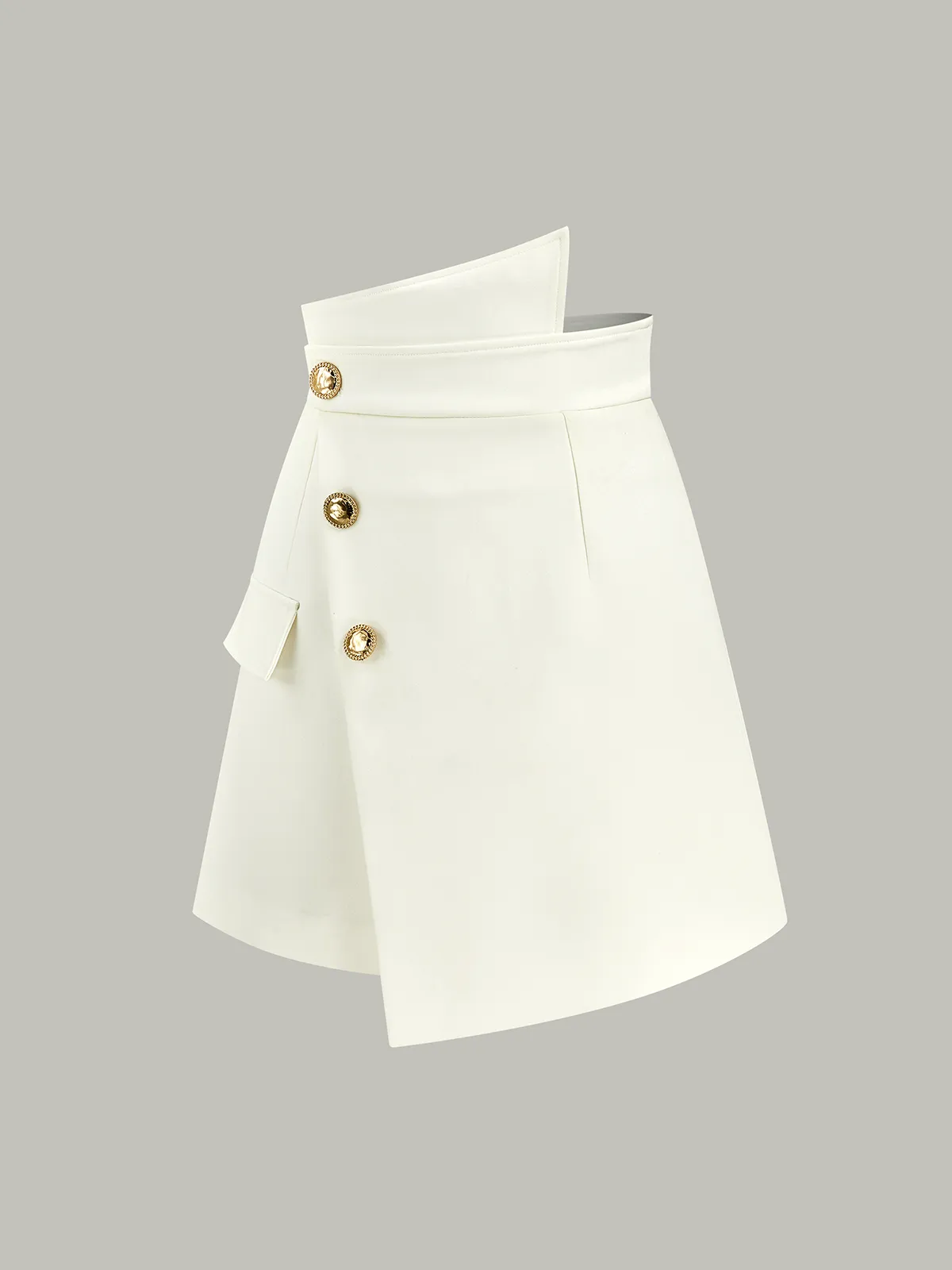 Asymmetric Metal Button Decor Pocket Mini Skort sold by COMMENSE product image thumbnail 2
