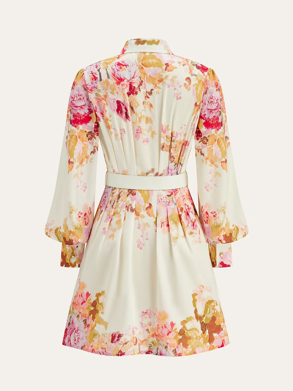 Floral Print Pleated Shirt Dress with Belt sold by COMMENSE product image thumbnail 3