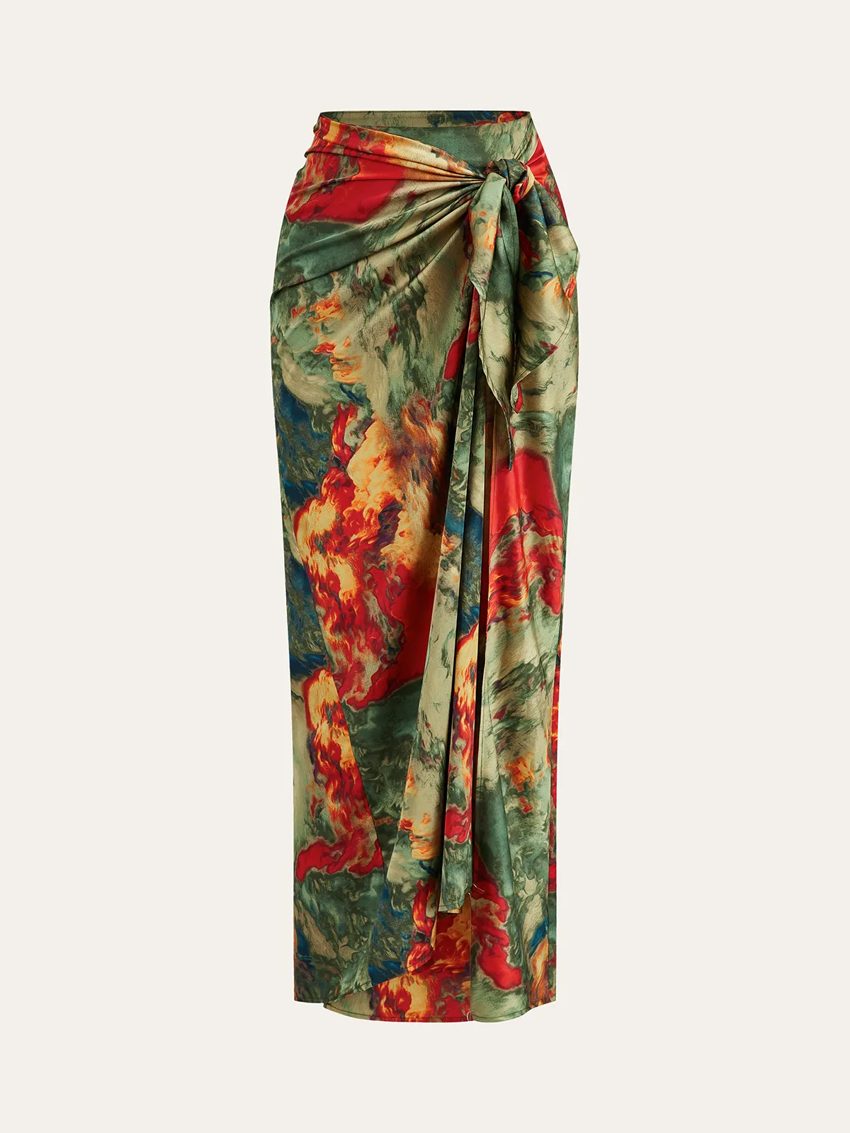 Printed Wrap-Tie Maxi Skirt sold by COMMENSE
