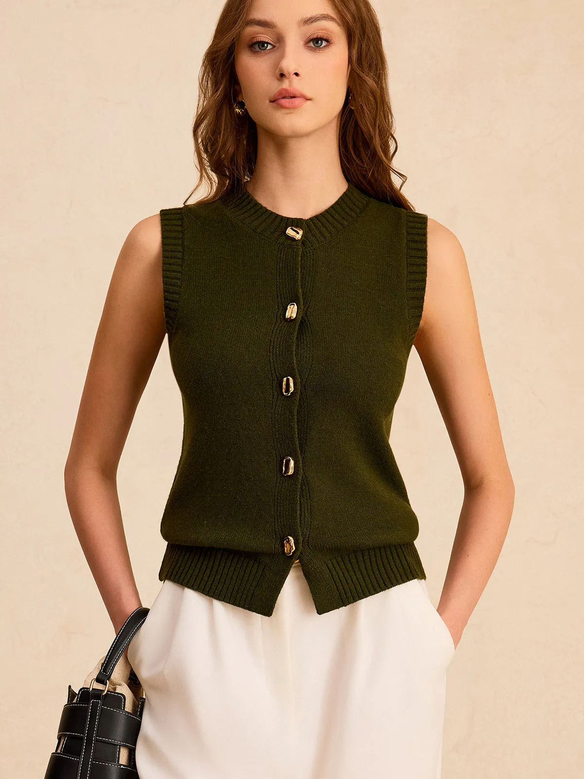 Metal Button Knit Vest sold by COMMENSE product image thumbnail 3