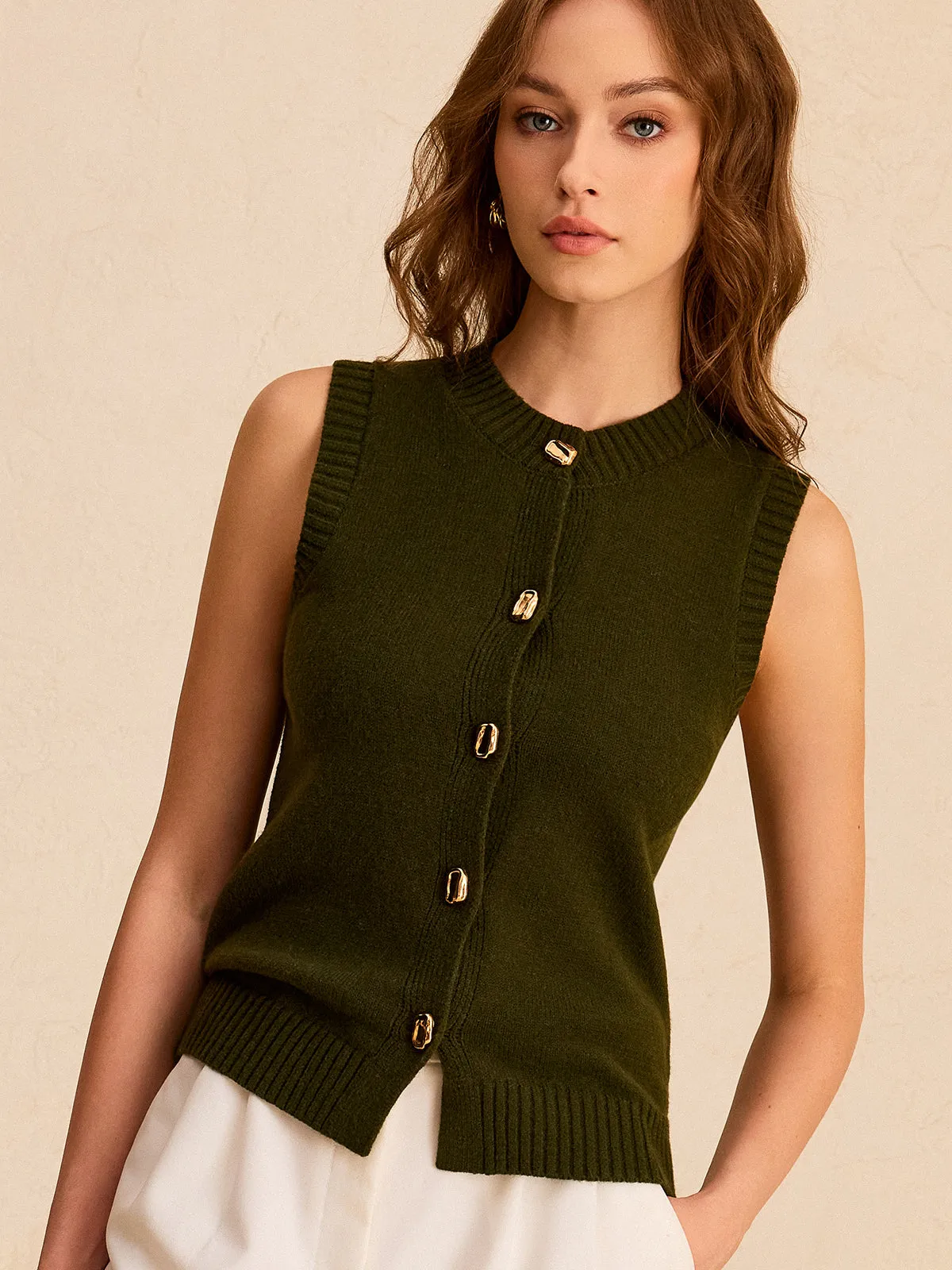Metal Button Knit Vest sold by COMMENSE product image thumbnail 2