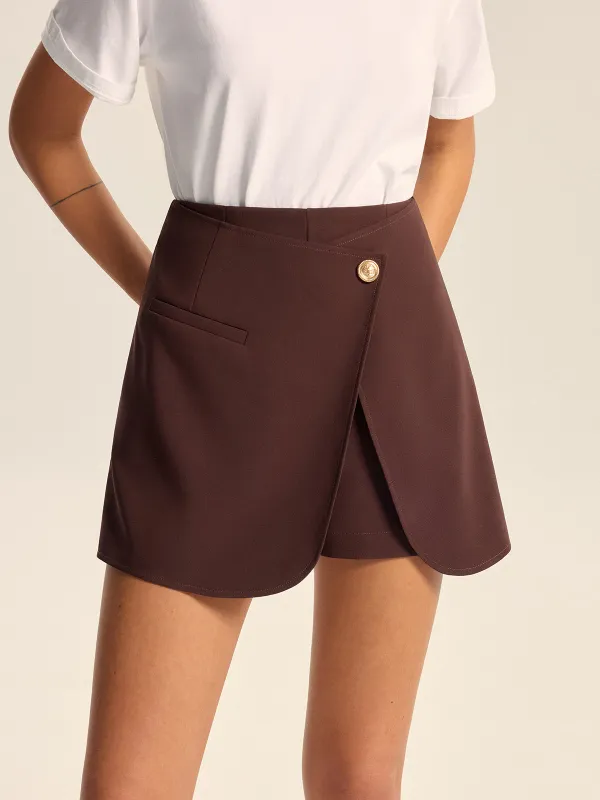 Mid Waist Asymmetric Wrap Shorts sold by COMMENSE