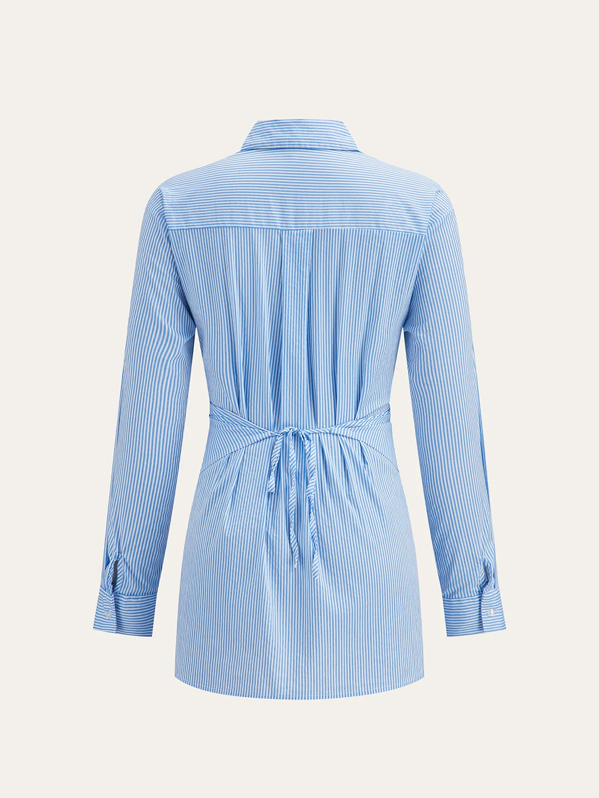 Striped Wrap Asymmetric Hem Shirt sold by COMMENSE product image thumbnail 4