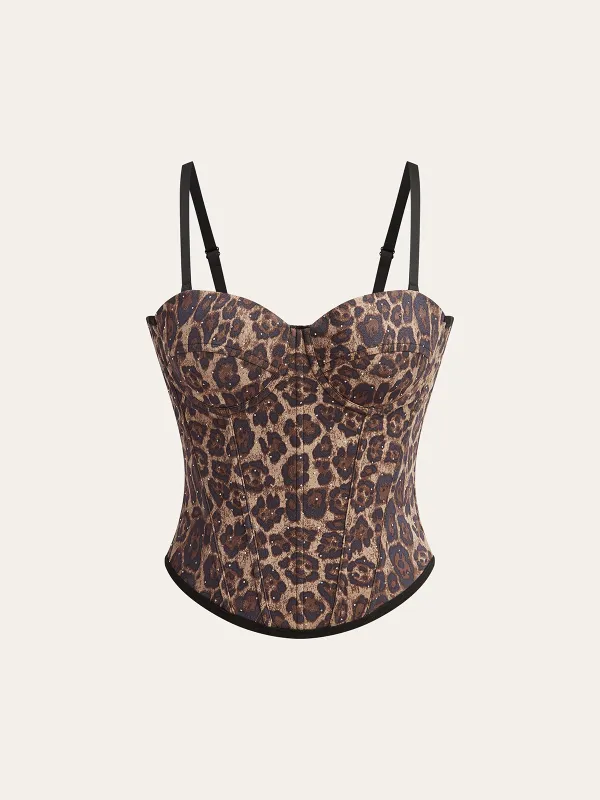 Leopard Print Corset Top sold by COMMENSE