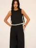 Cotton & Linen Contrast Trim Pants Set sold by COMMENSE