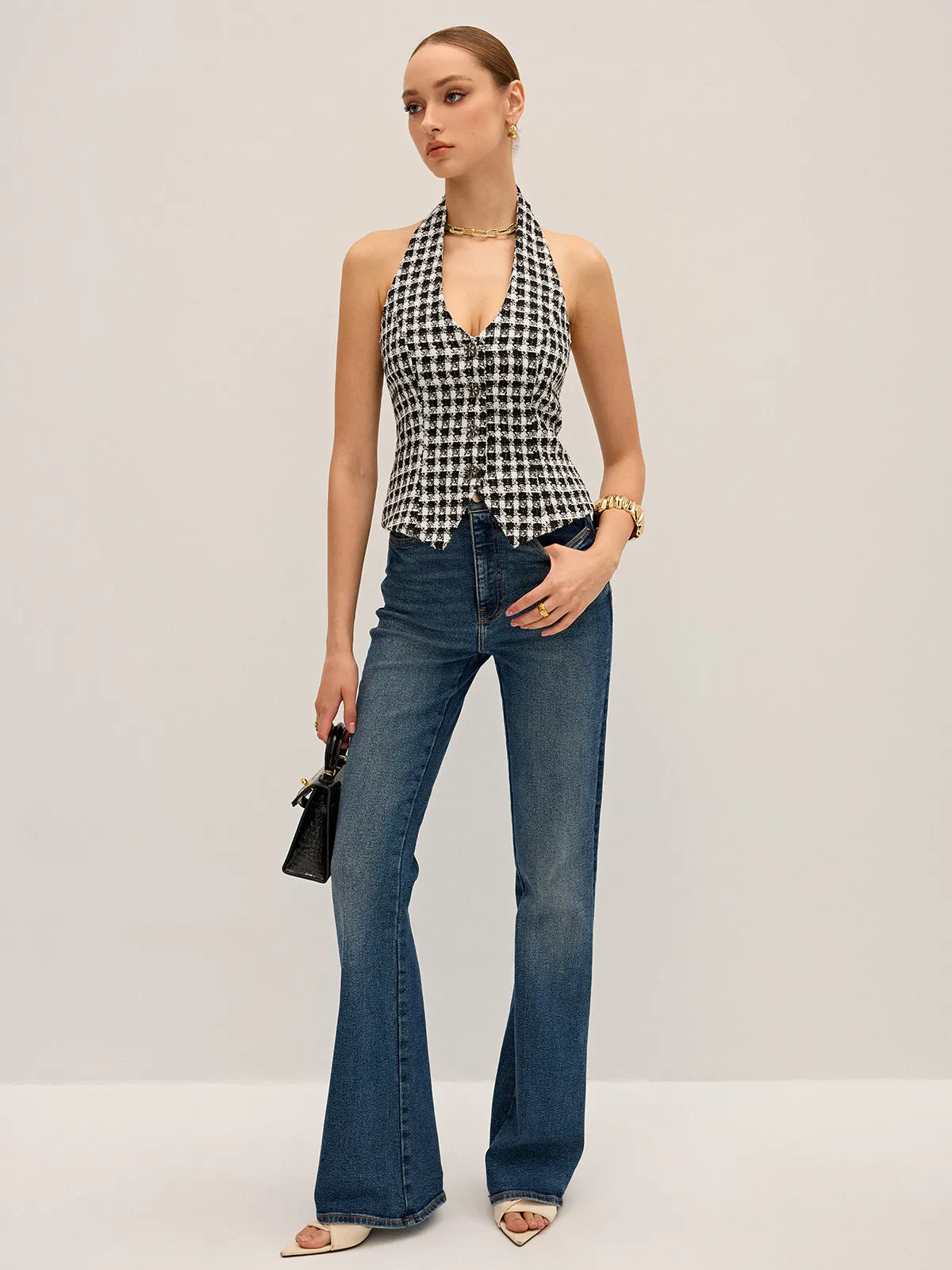 Checkered Halter Neck Vest sold by COMMENSE product image thumbnail 2