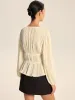 Pleated V-Neck Bow Blouse sold by COMMENSE