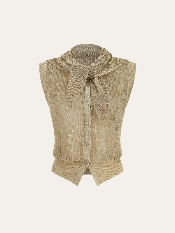 Knit Sleeveless Vest with Scarf sold by COMMENSE