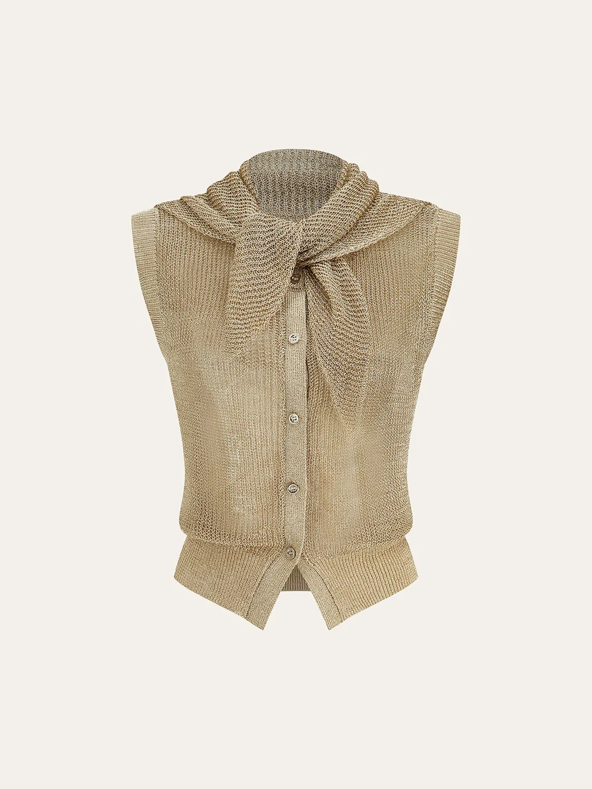 Knit Sleeveless Vest with Scarf sold by COMMENSE