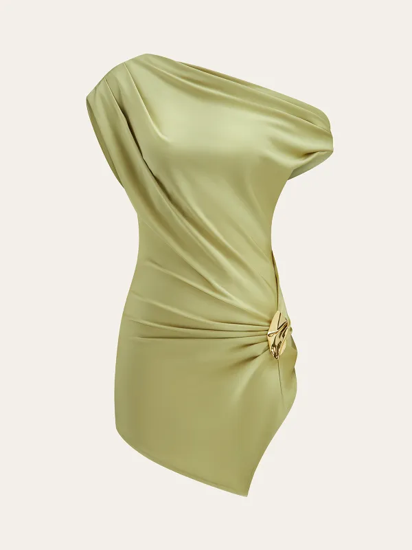One-Shoulder Ruched Top sold by COMMENSE