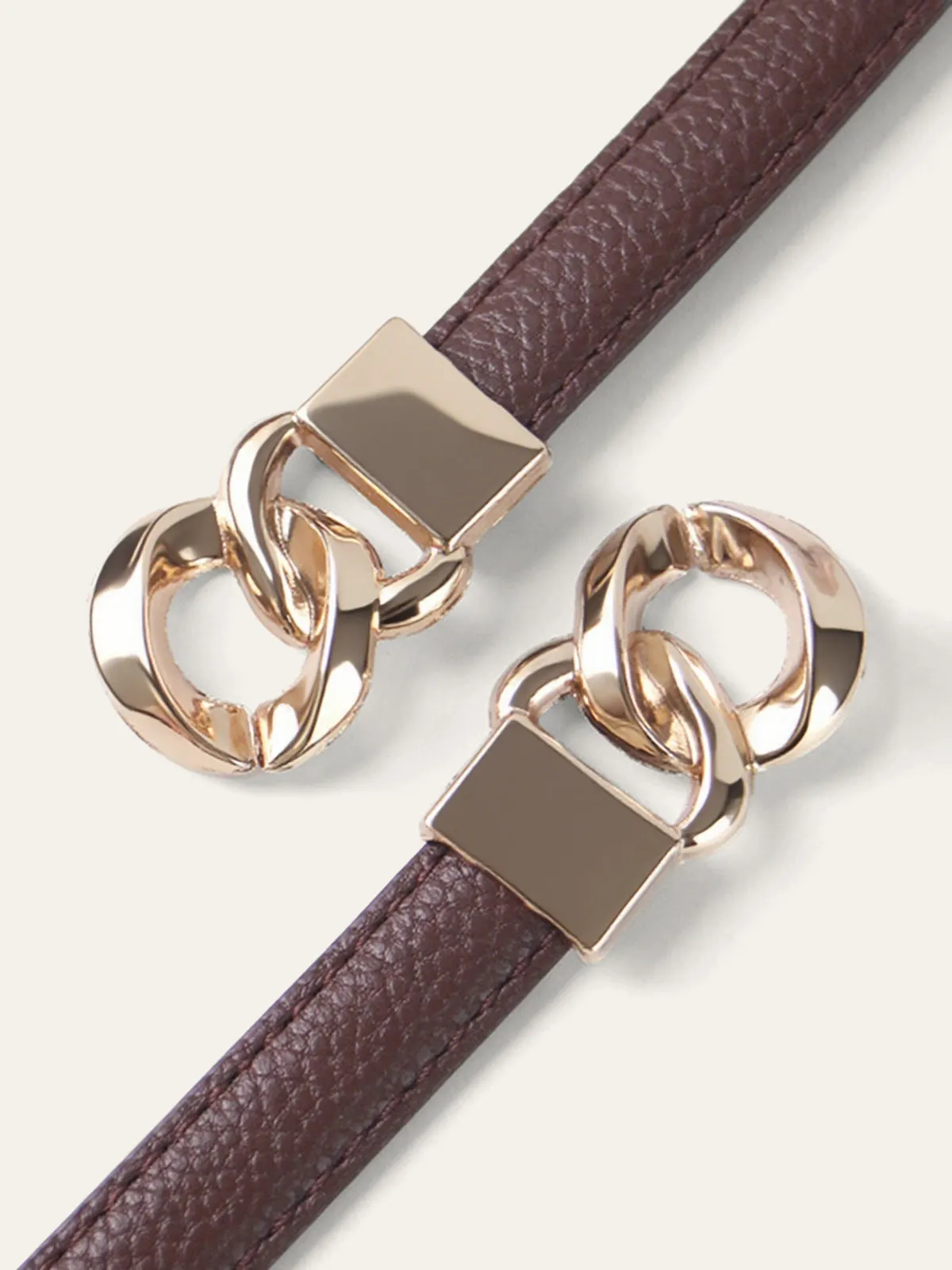 Twisted Buckle PU Leather Thin Belt sold by COMMENSE product image thumbnail 2