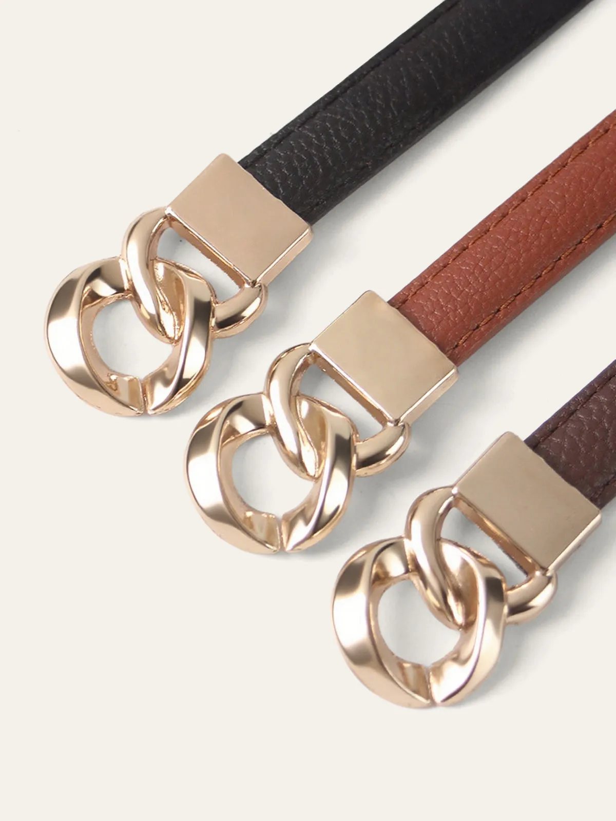 Twisted Buckle PU Leather Thin Belt sold by COMMENSE product image thumbnail 3