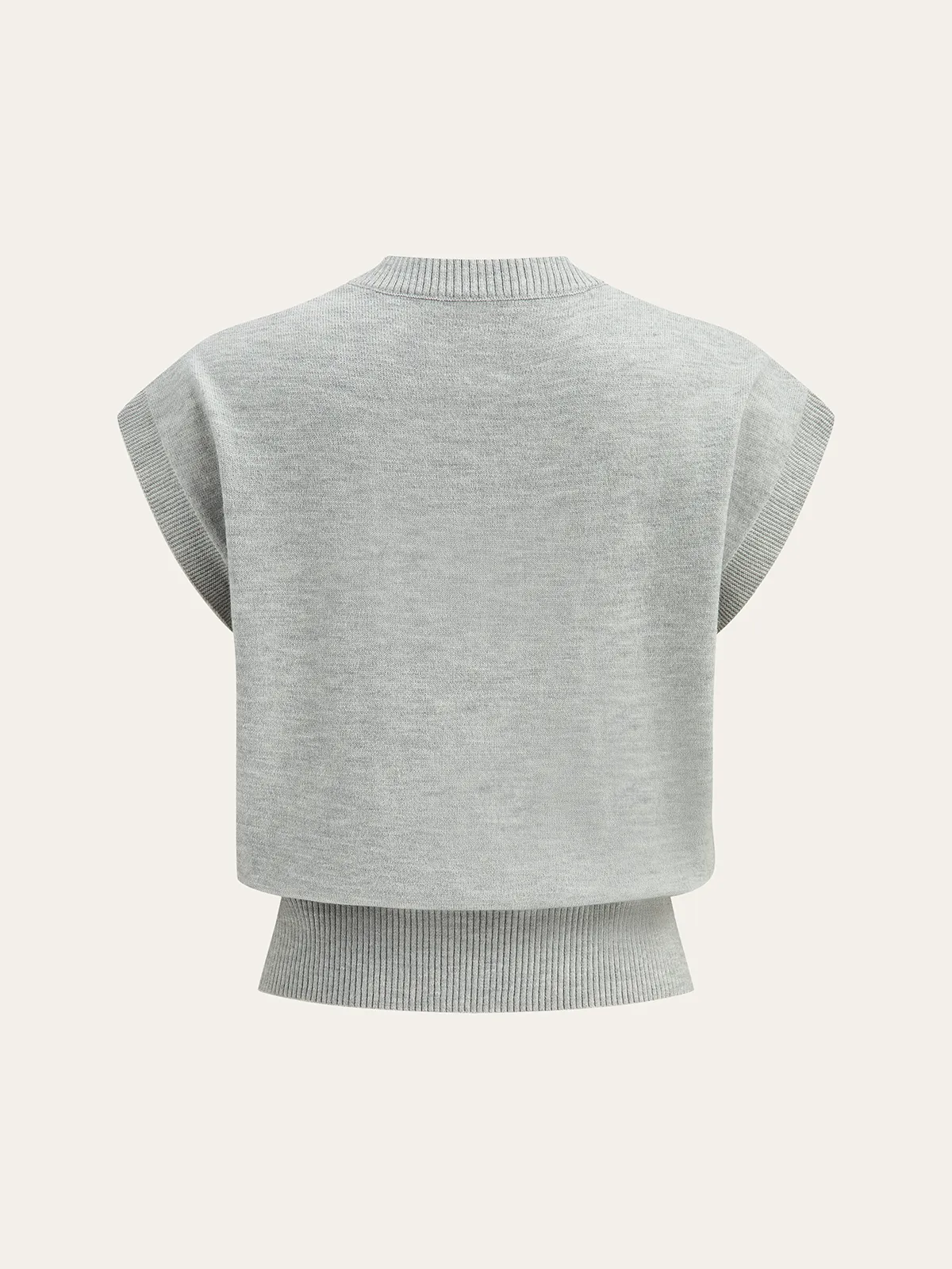 Flower Applique Cap Sleeve Knit Top sold by COMMENSE product image thumbnail 2