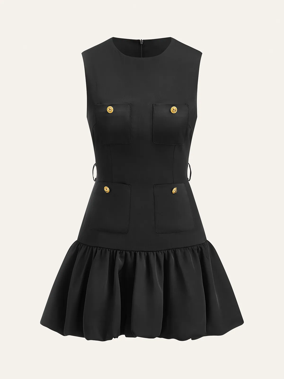 Ruffled Hem Metal Button Mini Dress Without Belt sold by COMMENSE product image thumbnail 3