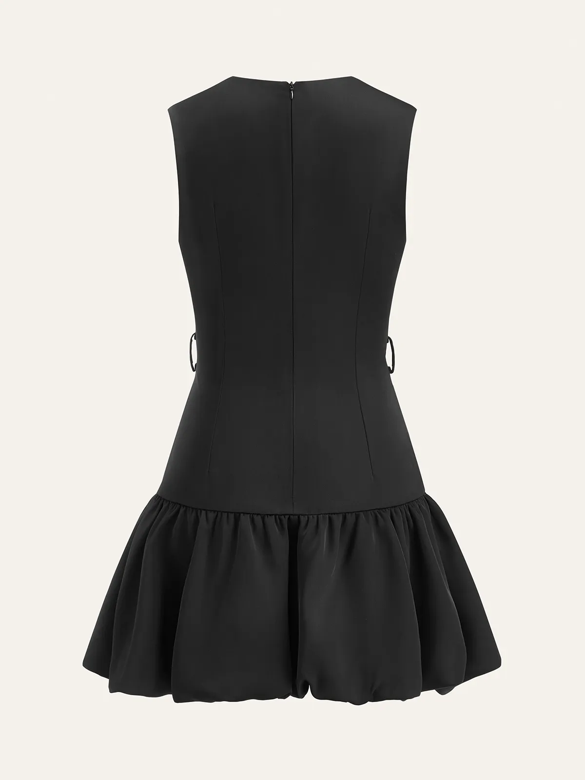 Ruffled Hem Metal Button Mini Dress Without Belt sold by COMMENSE product image thumbnail 4
