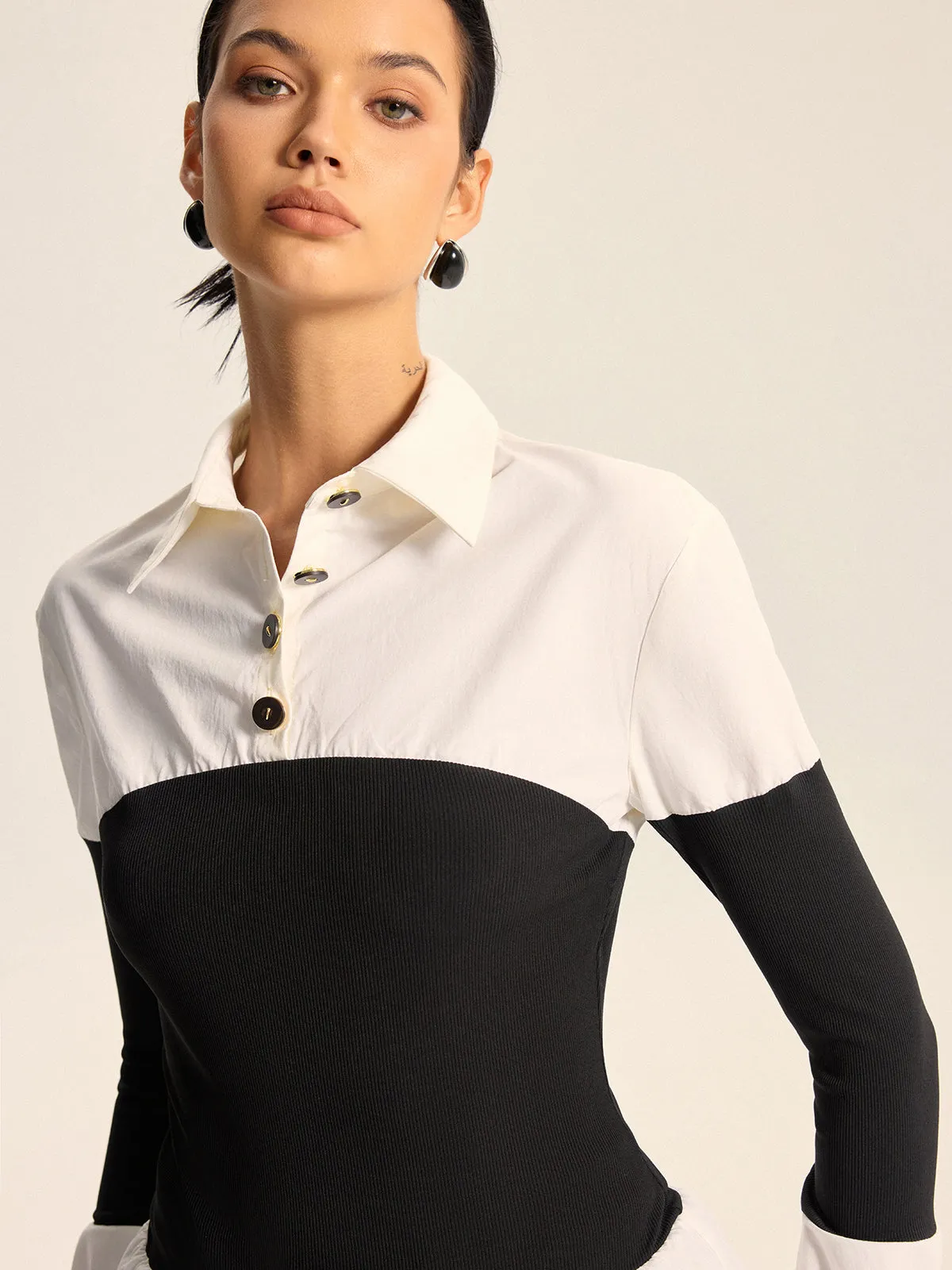 Contrast Panel Button Shirt sold by COMMENSE product image thumbnail 2