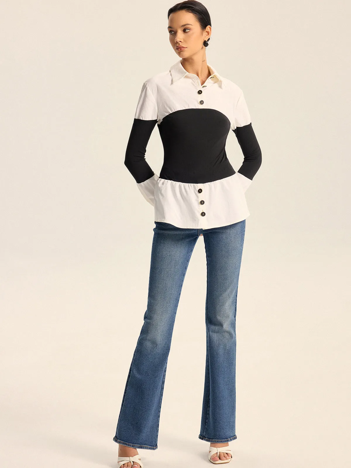 Contrast Panel Button Shirt sold by COMMENSE product image thumbnail 4