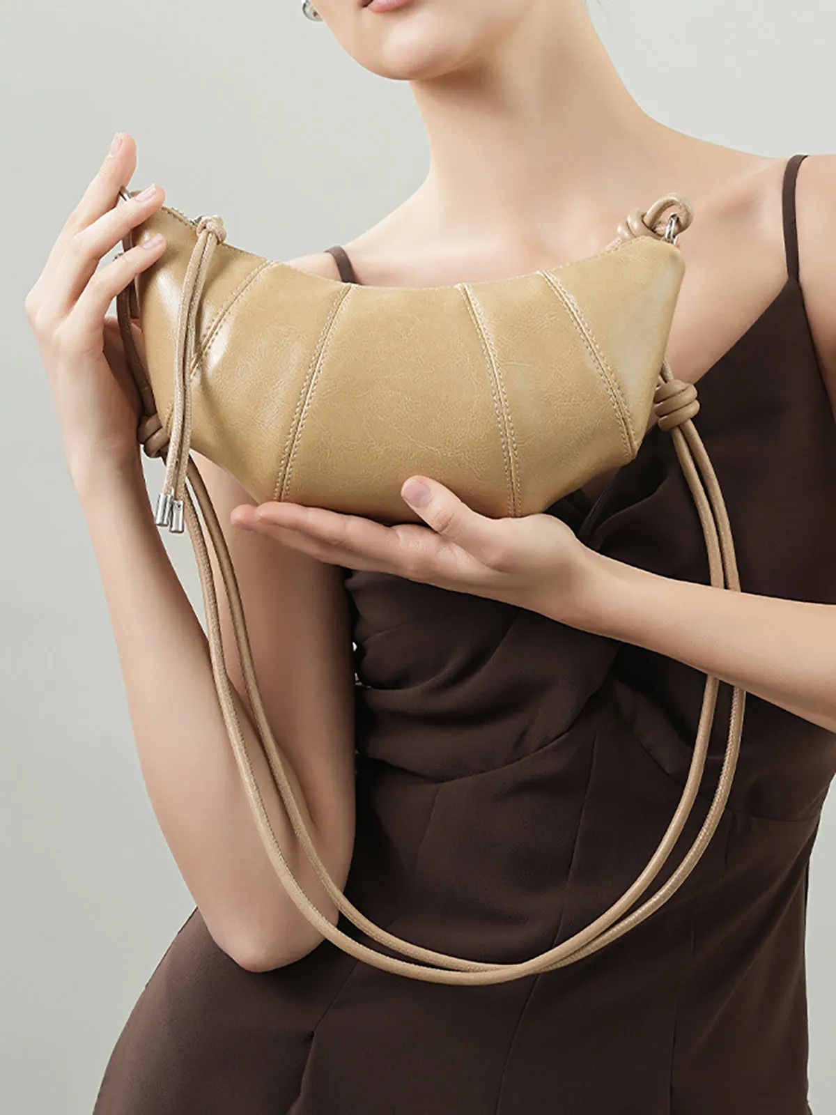 Leather Crescent Crossbody Bag sold by COMMENSE product image thumbnail 3