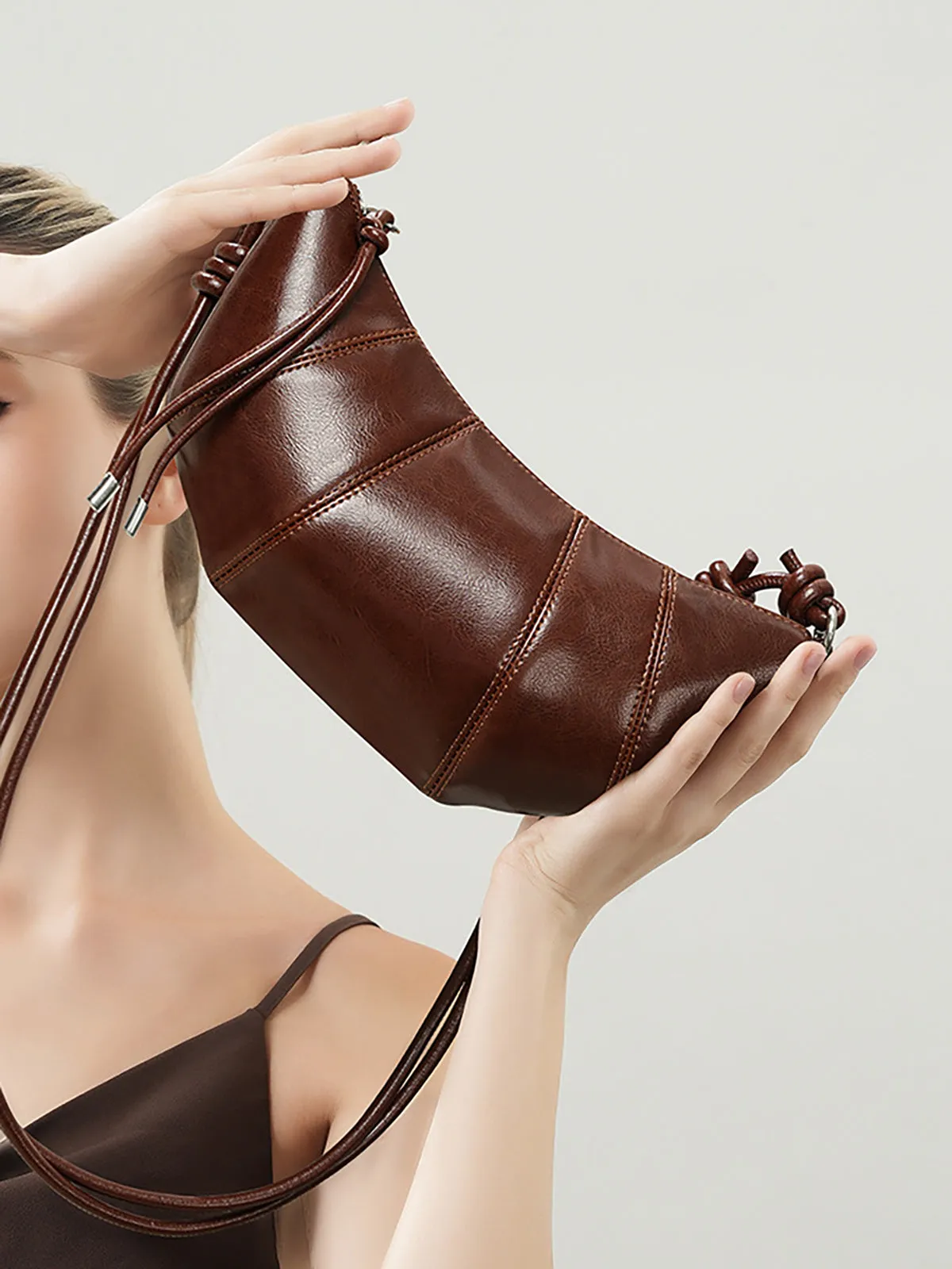 Leather Crescent Crossbody Bag sold by COMMENSE