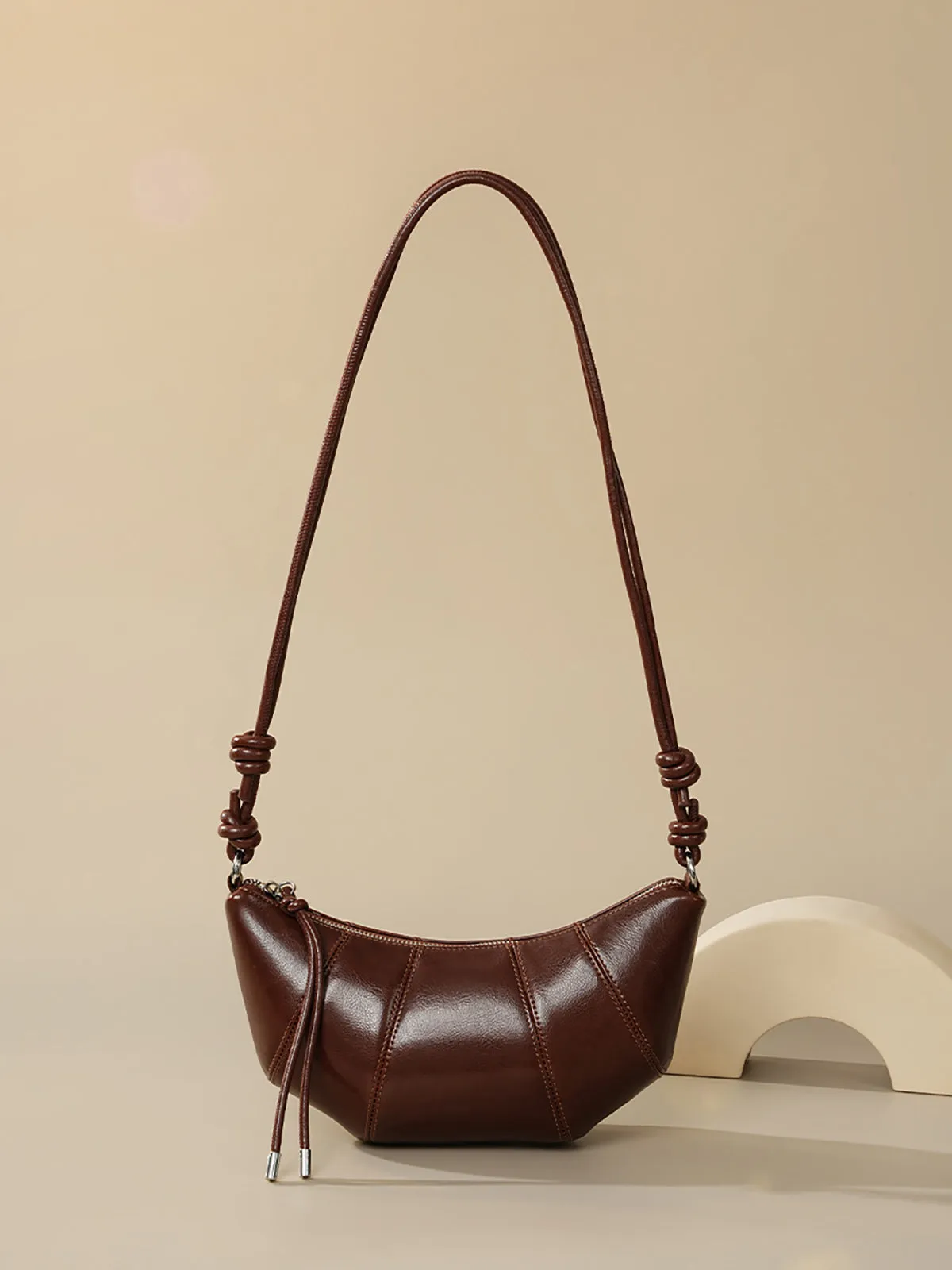 Leather Crescent Crossbody Bag sold by COMMENSE product image thumbnail 4
