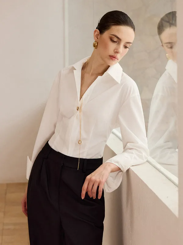 Metal Button Long-Sleeve Shirt sold by COMMENSE