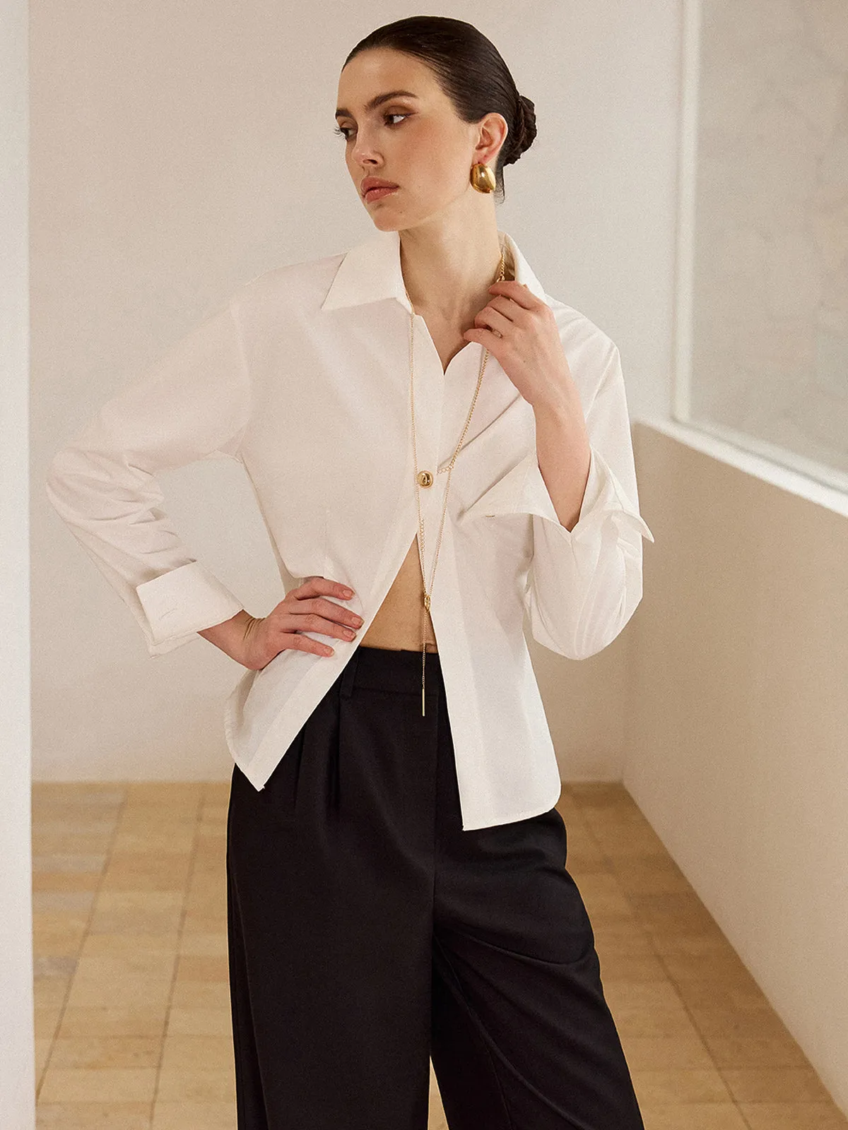 Metal Button Long-Sleeve Shirt sold by COMMENSE product image thumbnail 5