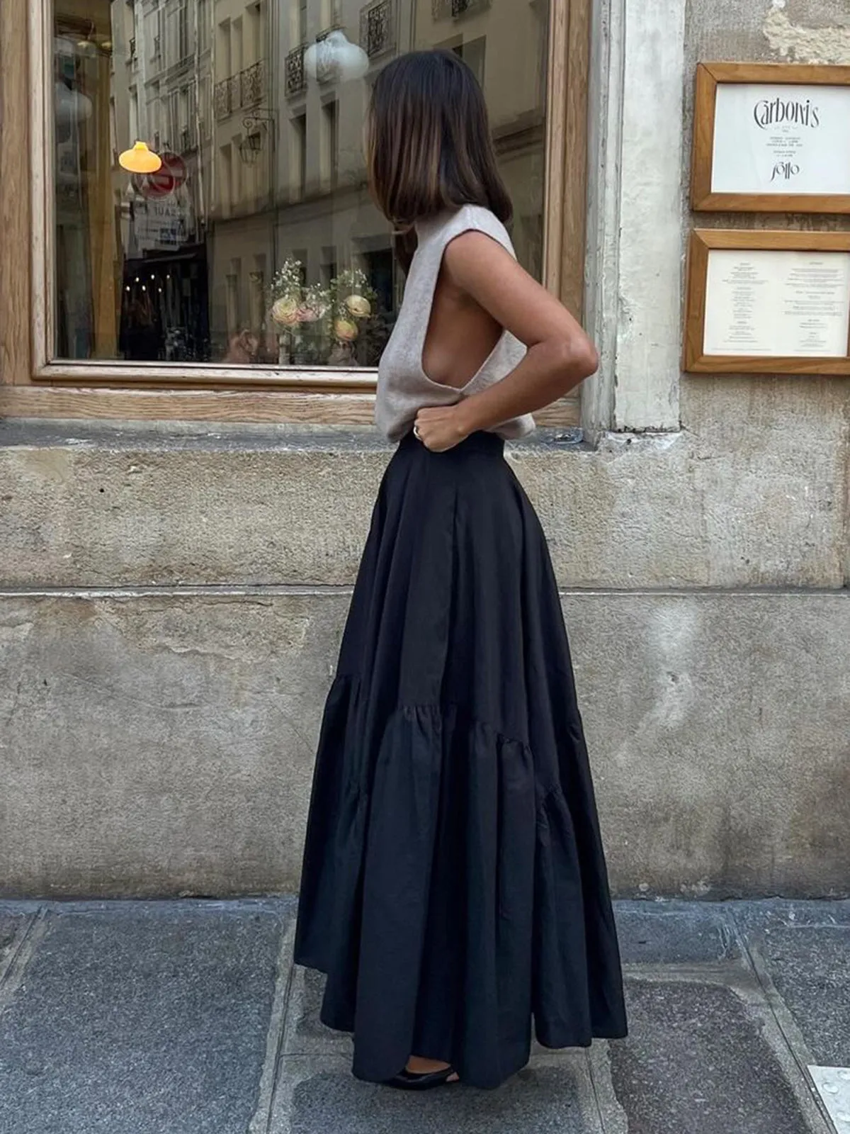 Asymmetrical Pleated Maxi Skirt sold by COMMENSE product image thumbnail 5