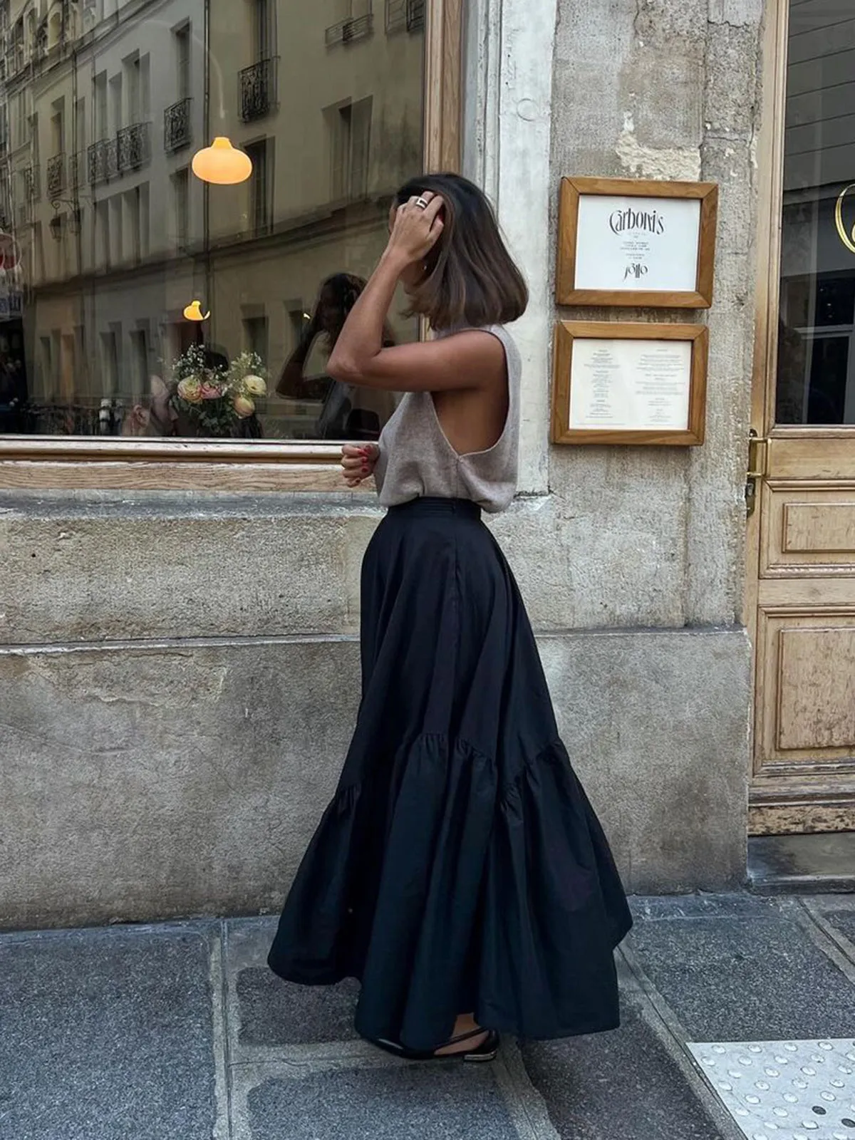 Asymmetrical Pleated Maxi Skirt sold by COMMENSE product image thumbnail 3